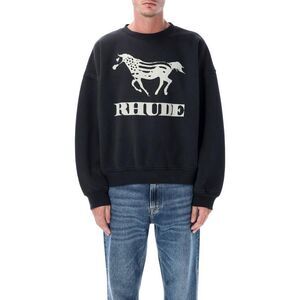 RHUDE Horse Graphic Crewneck Sweatshirt Men VINTAGE BLACK Sweaters & Cardigans